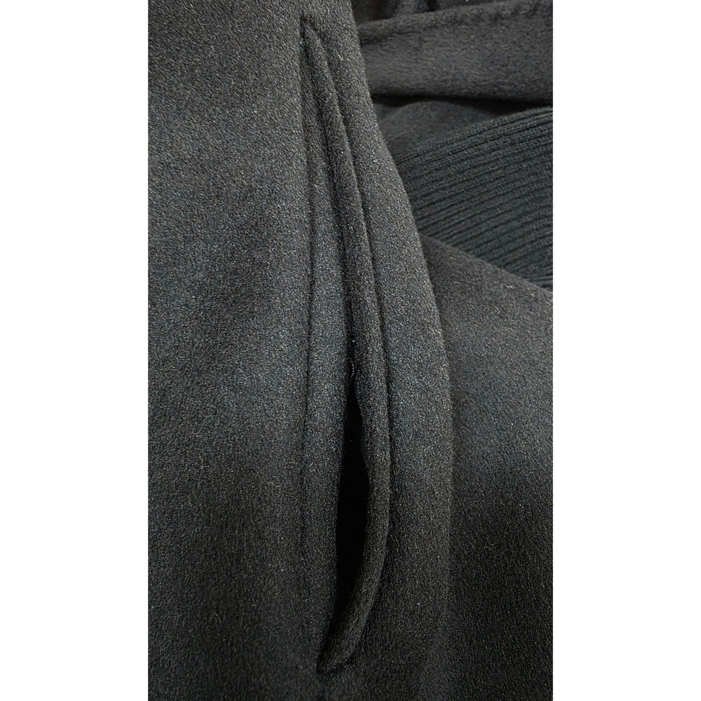 Kenneth Cole Women's Black Hooded Mixed Media Ribbed Sleeves Wool Blend Jacket - Picture 8 of 12